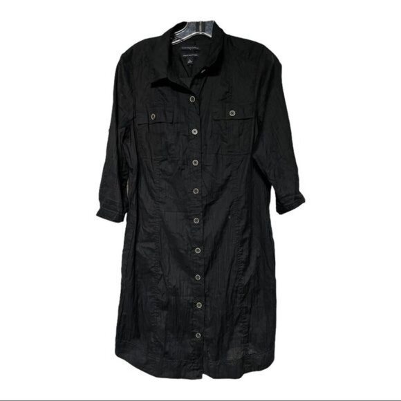 Banana Republic Casual Dress Tunic Button Up 3/4 Sleeve Career Black Size 10 - Picture 1 of 5